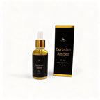 Egyptian Amber body oil bottle and packaging on a white background