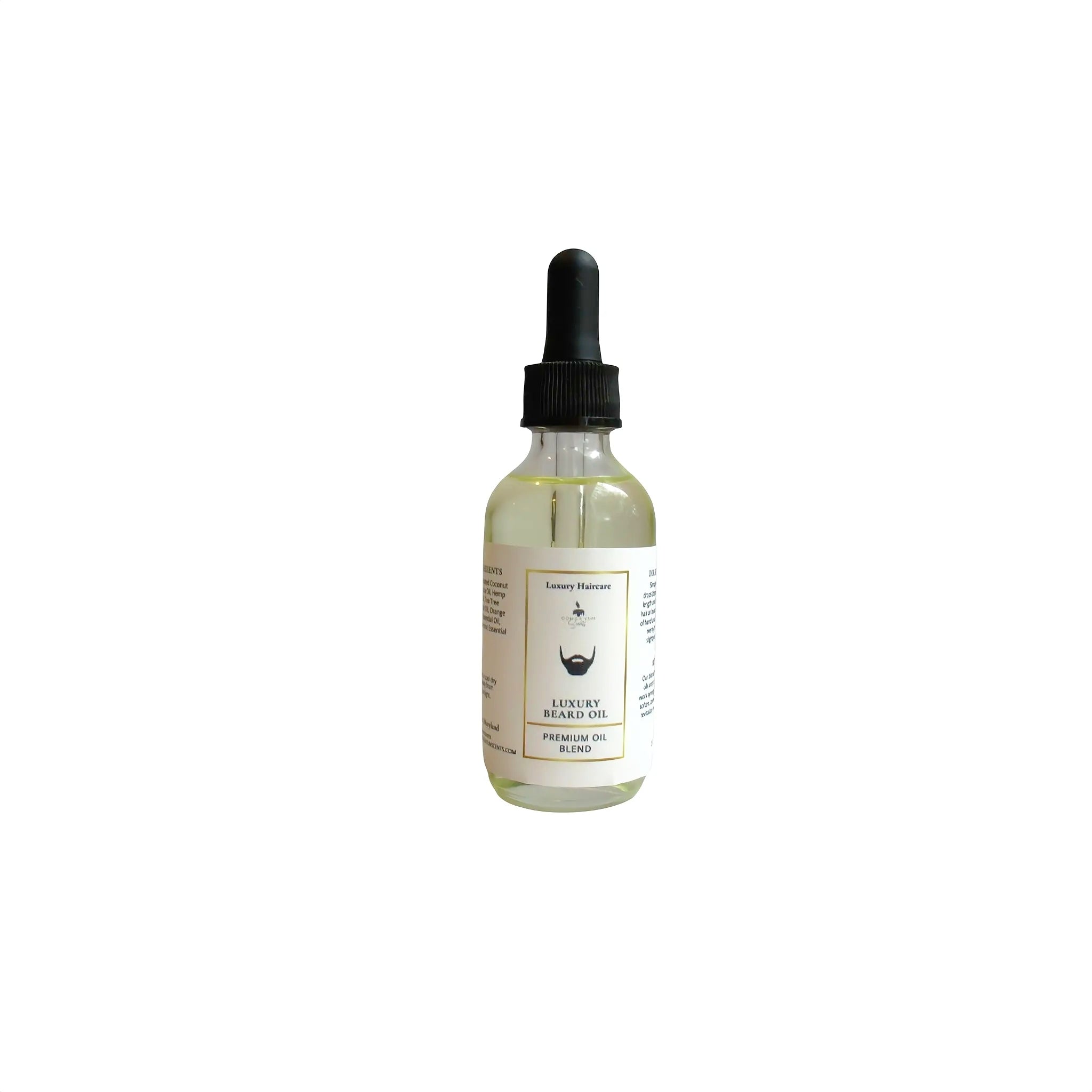 Bottle of luxury brand oil with dropper on a white background